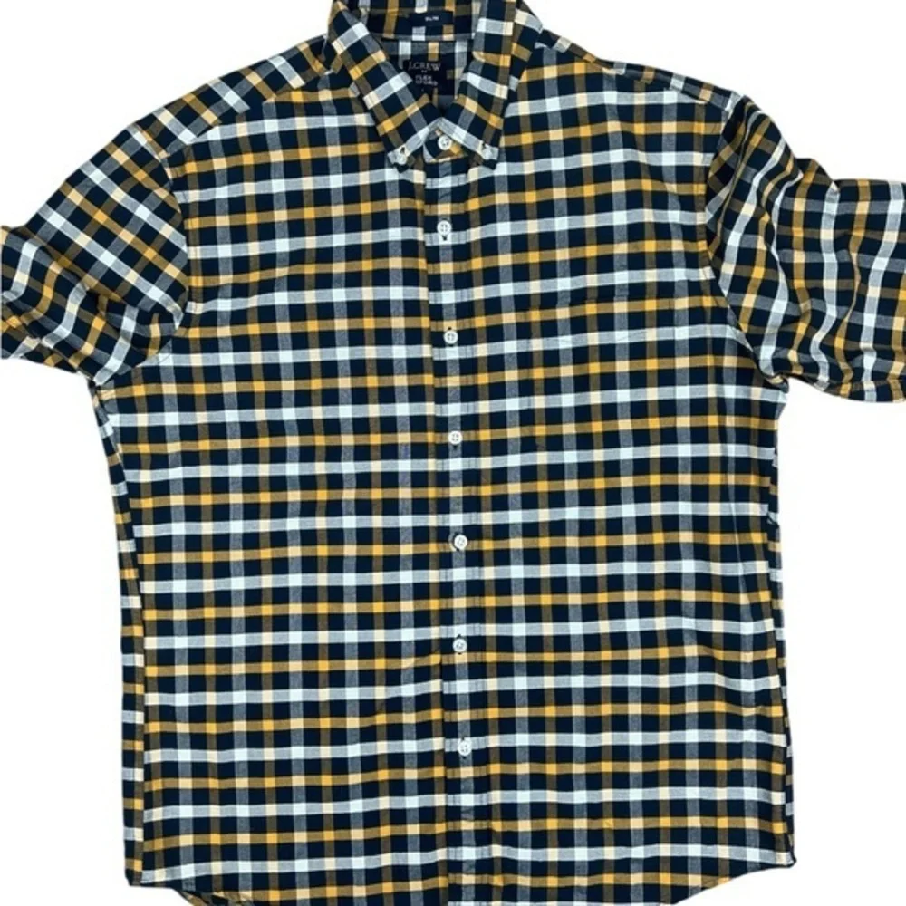 J Crew Shirt Mens Large Button Up flannel Flex Oxford Slim Multicolor Preppy‎